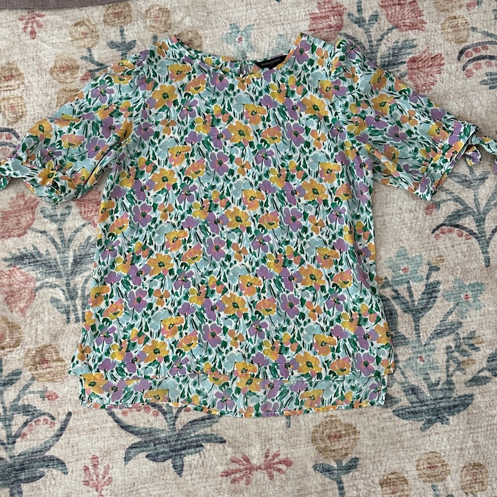Banana Republic Floral Blouse - Purple, Yellow, Green
